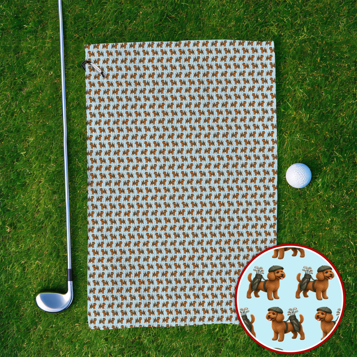Funny Dog Pattern Golf Towel, Poodle Golf Towels, Golf Gift For Golfer