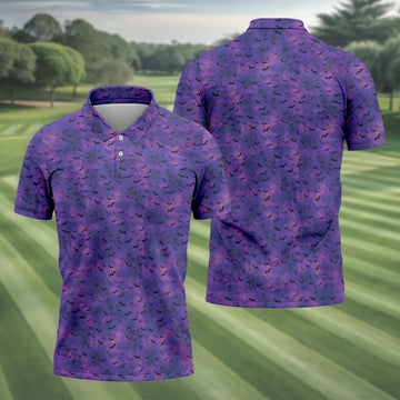Gothic Bat Purple Golf Shirt, Halloween Polo Shirt Cool Golf Gift, Golf Shirts For Men