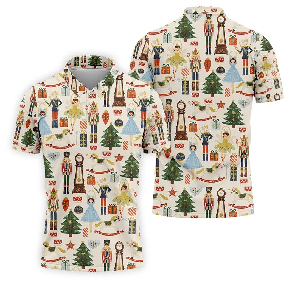 Vintage Nutcracker Christmas Golf Shirt, Men's Golf Polo Shirts, Cute Golf Outfit, Golf Gift For Men