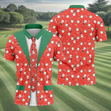 Ho Ho Ho Merry Christmas Funny Print Golf Tops For Men, Christmas Golf Shirt, Polo Shirts For Men
