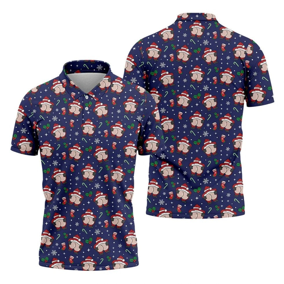 Funny Santa Christmas Golf Tops For Men, Christmas Golf Shirt, Polo Shirts For Men, Golfing Apparel