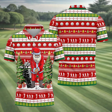 The Santa Claus Golf Pose Christmas Golf Shirt, Fun Golf Shirts For Men, Christmas Presents For Golfers