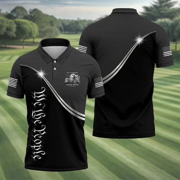 We The People 250th Anniversary Black Golf Shirt, Patriotic 4th Of July Golf Shirts For Men