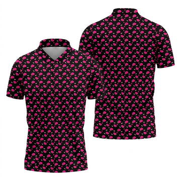 The Pink Taco Seamless Pattern Black Golf Shirt, Golf Tops For Men, Tacos Lover Golf Gift For Men