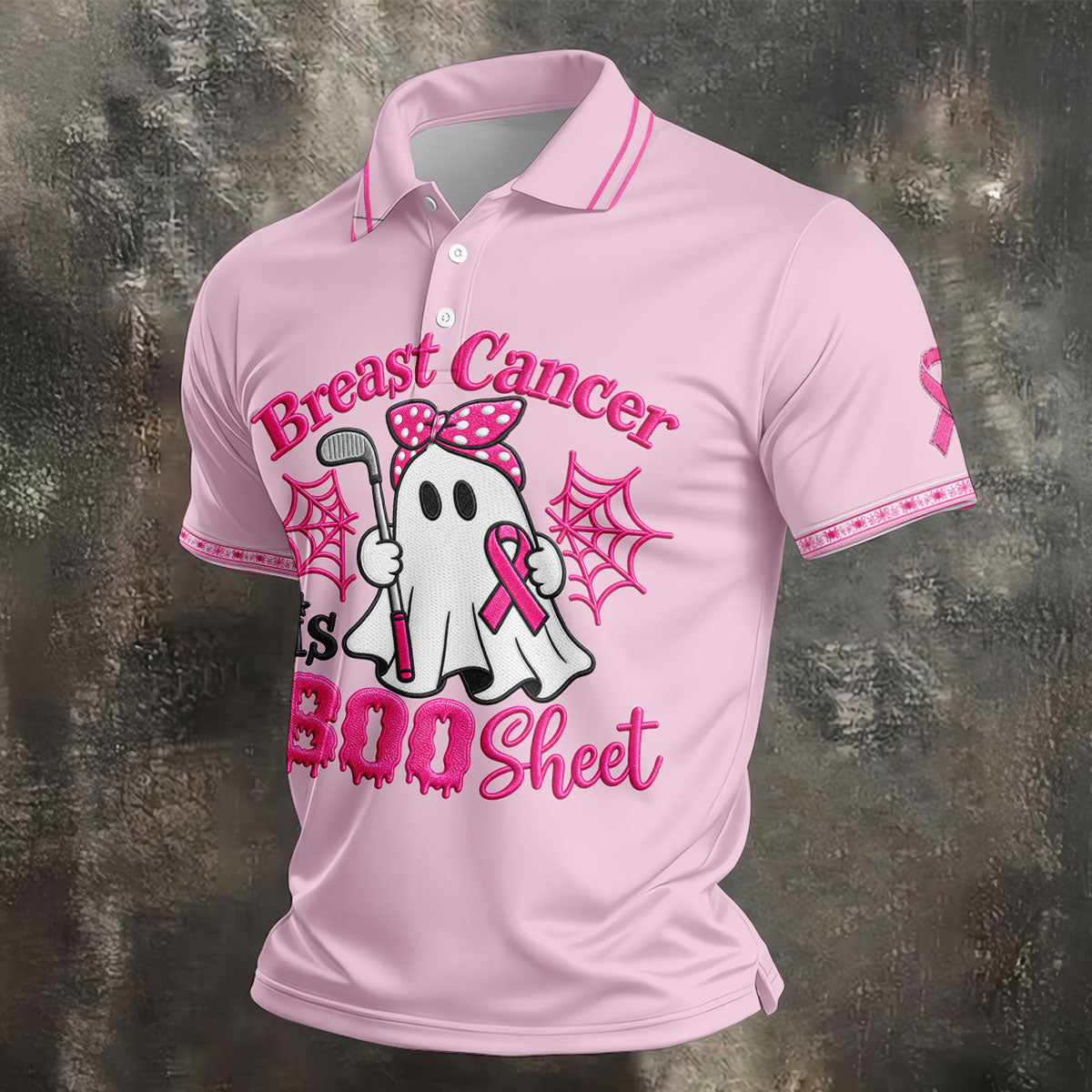 Breast Cancer Is Boo Sheet Ghost Polo Shirt, Men's Golf Shirt, Printed Golf Shirts