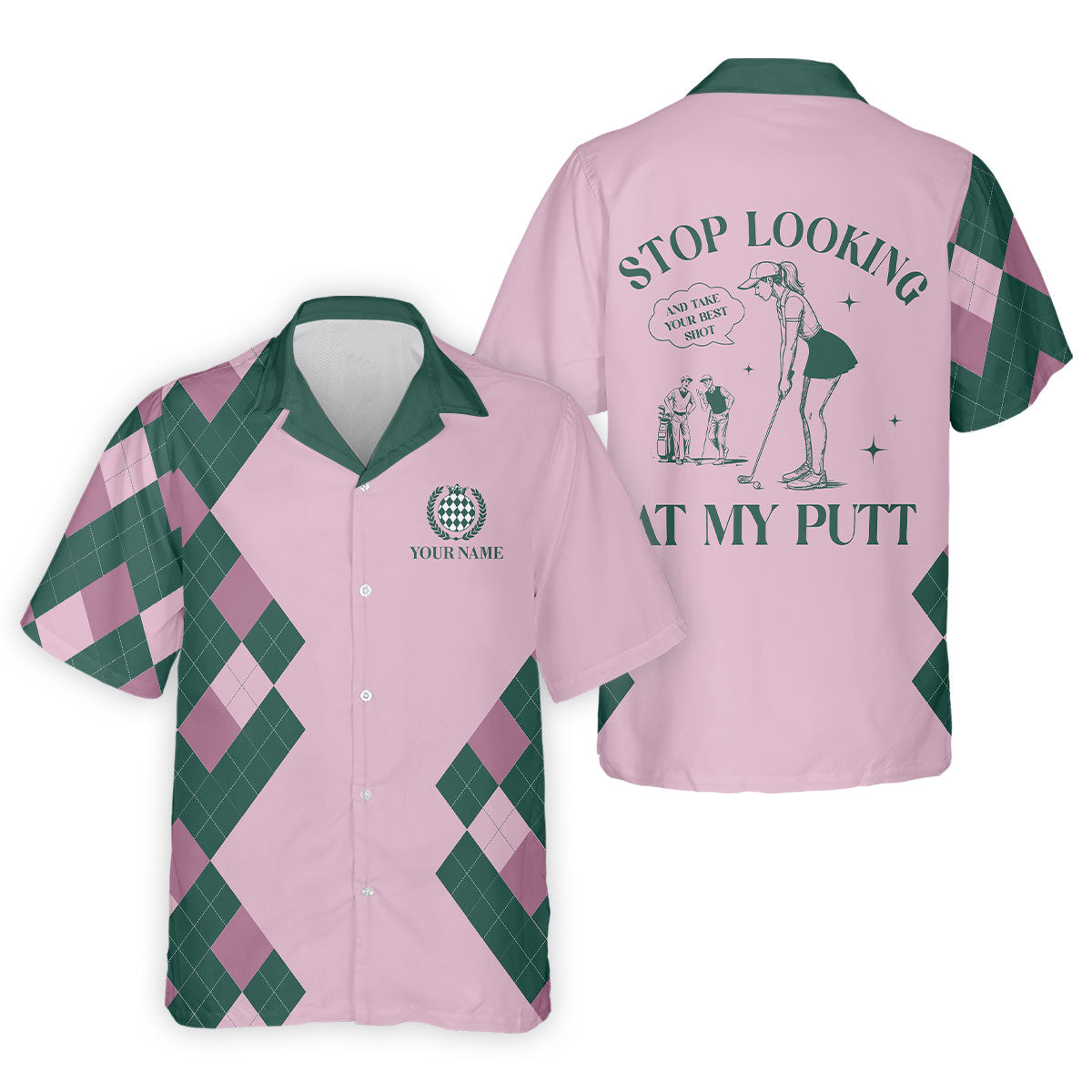 Stop Looking At My Putt Custom Sleeveless Womens Golf Polo Shirts, Funny Golf Shirts For Ladies