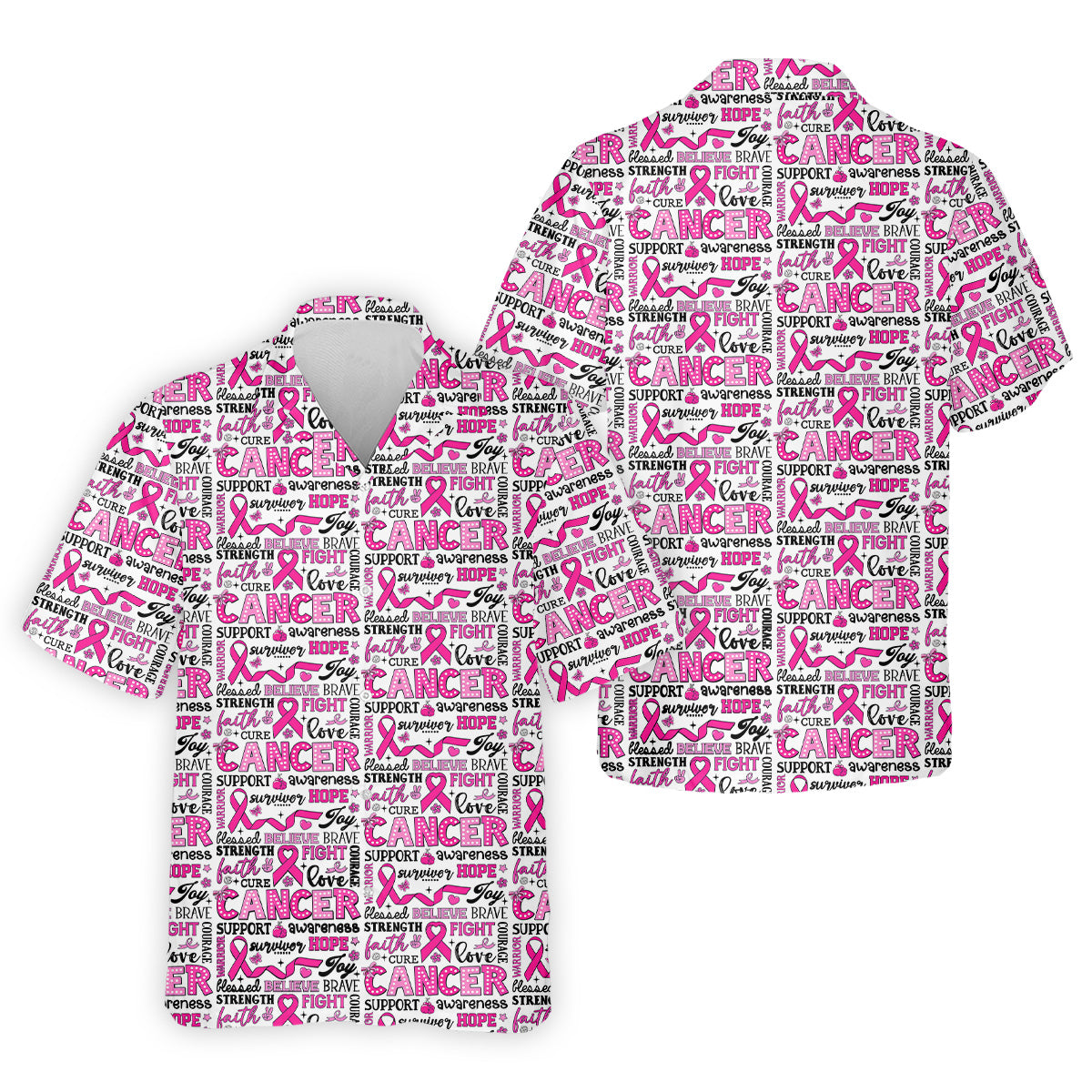 Pink Ribbon Breast Cancer Awareness Shirt, Golf Tops For Men, Hawaiian Golf Shirts, Golfing Apparel