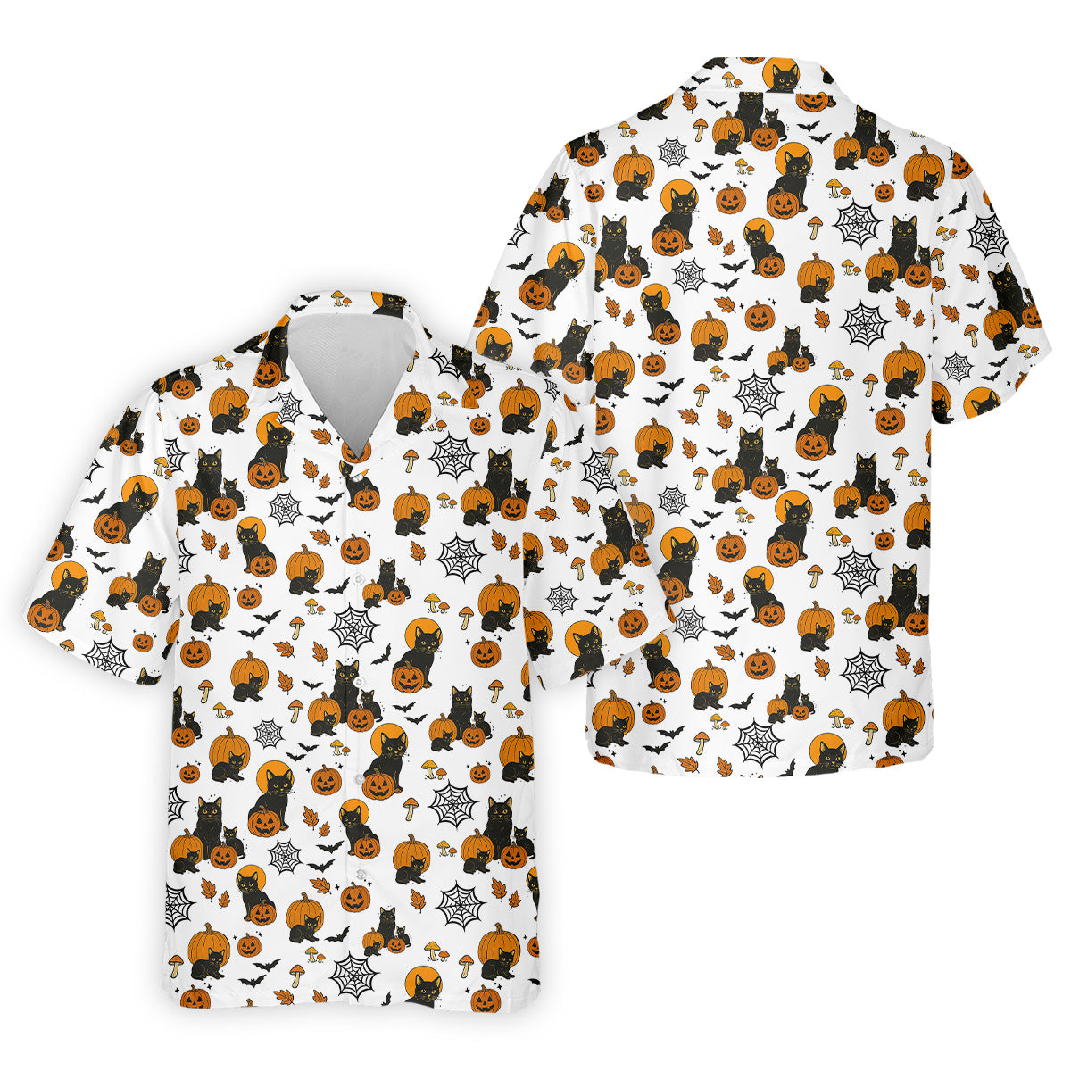 Halloween Cat Pumpkin Men Polo, Fun Golf Shirts For Men, Cool Golf Gifts, Golfing Apparel