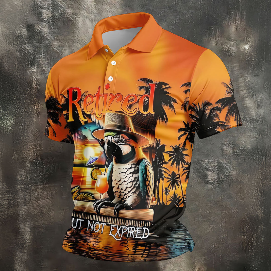 Funny Retirement Parrot Beach Vacation Golf Shirt, Mens Golf Polo, Printed Golf Shirts