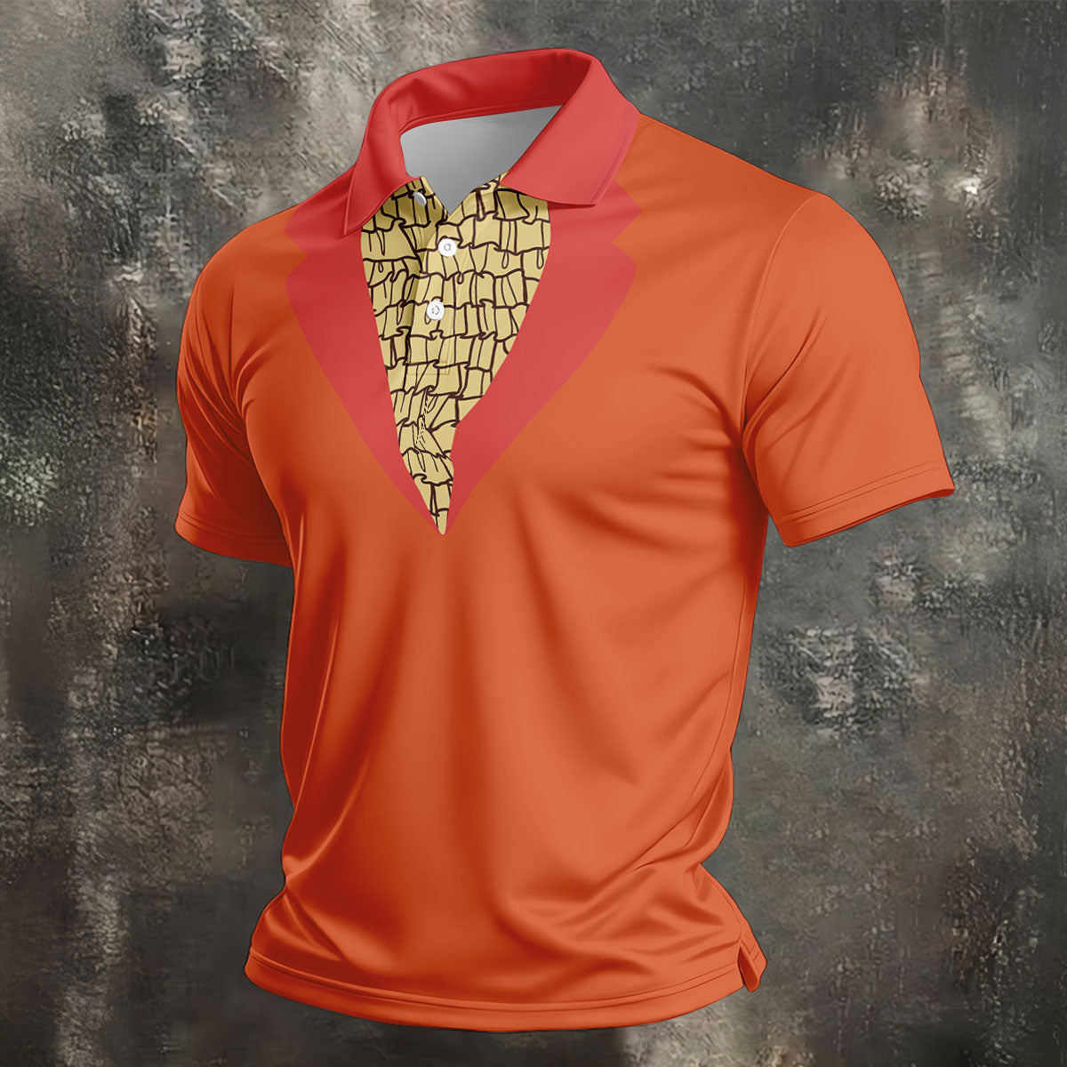 Orange Blue Tuxedo Men's Funny Golf Shirts, Father's Day Golf Shirt, Golf Gift For Dad