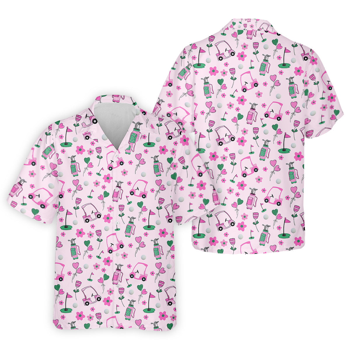 Seamless Pink Green Funny Womens Golf Polo Shirt, Ladies Golf Shirt, Mothers Day Gifts
