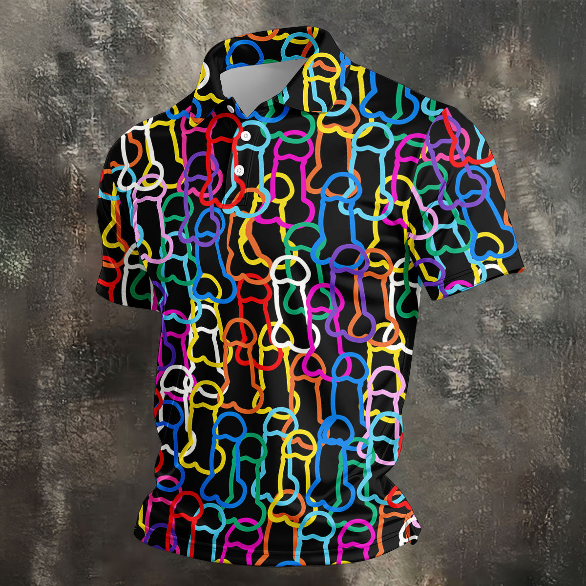 Adult Humor LGBT Rainbow Color Men's Funny Golf Shirts, Pride Month Celebrate Golf Shirts For Men