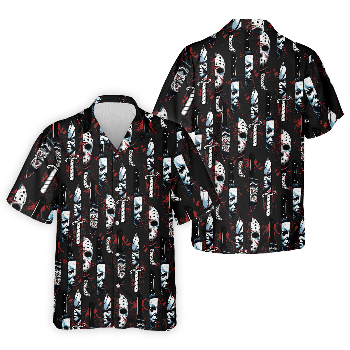 Horror Character Men's Golf Shirt, Horror Movie Shirt, Halloween Golf Shirt, Men Golf Gifts