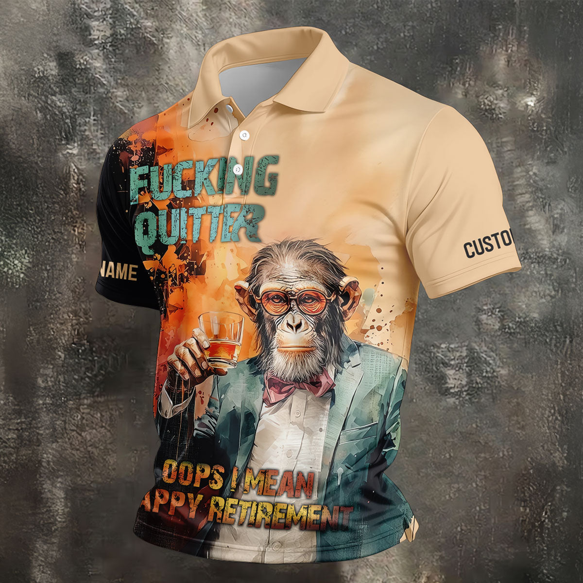 Funny Monkey Happy Retirement Golf Polo Shirt, Golf Polo Shirts For Men, Printed Golf Shirts