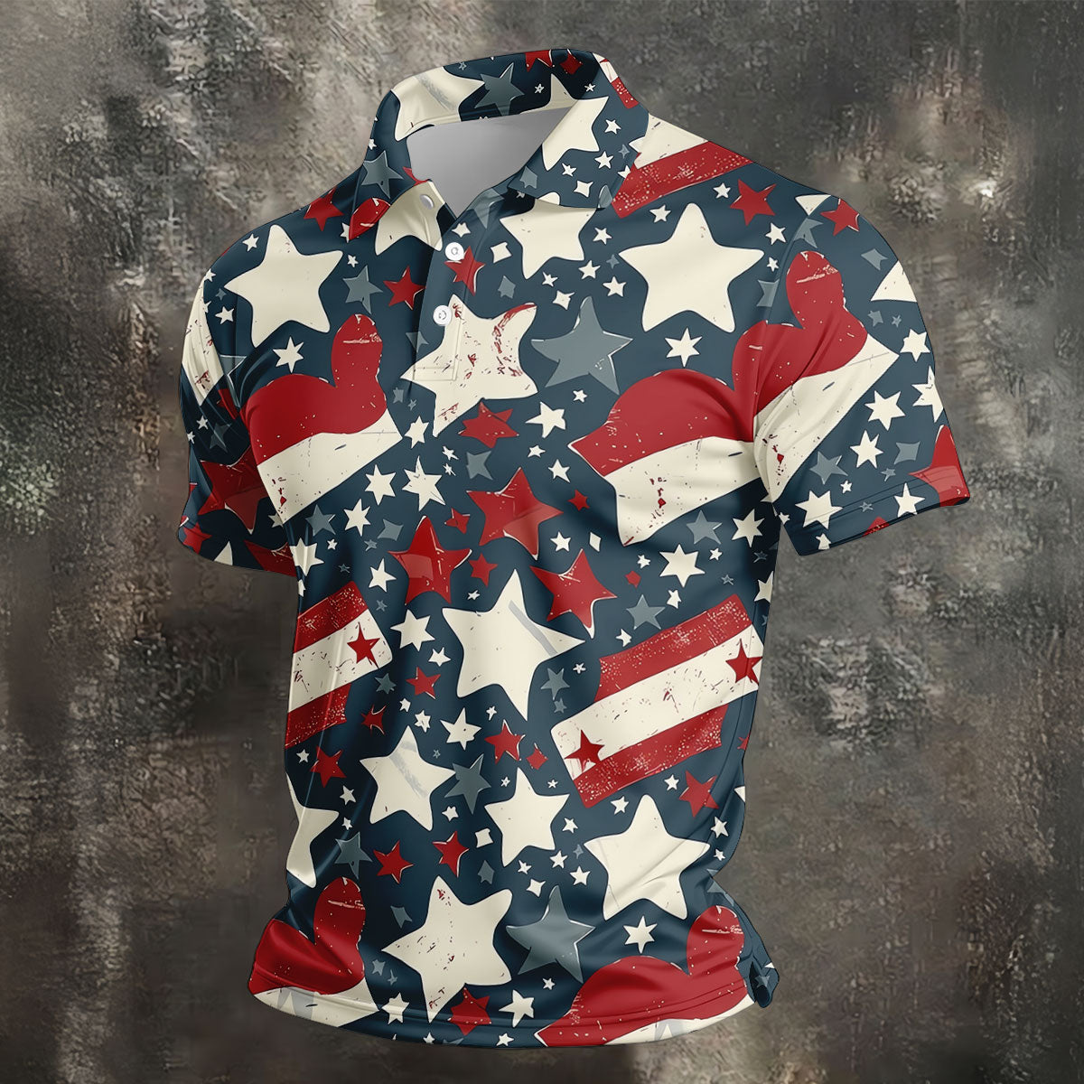Distressed Texas Flag Golf Shirt, 250 Years Patriotic 4th Of July Golf Shirts For Men
