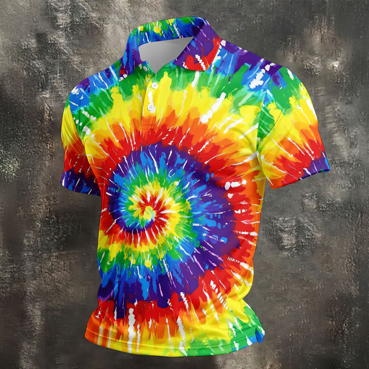 LGBT Rainbow Tie-Dye Golf Tops For Men, Pride Month Celebrate Golf Shirts For Men
