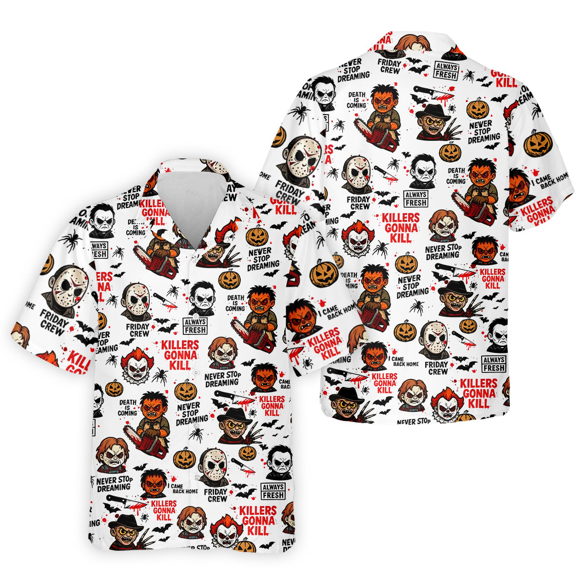 Classic Horror Characters Halloween Golf Shirt, Men's Golf Polo Shirt Horror Movie Shirt