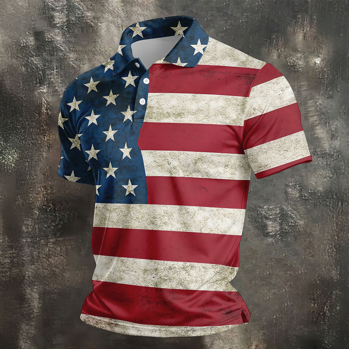 Distressed US Flag Golf Shirt, 250 Years Patriotic 4th Of July Golf Shirts For Men