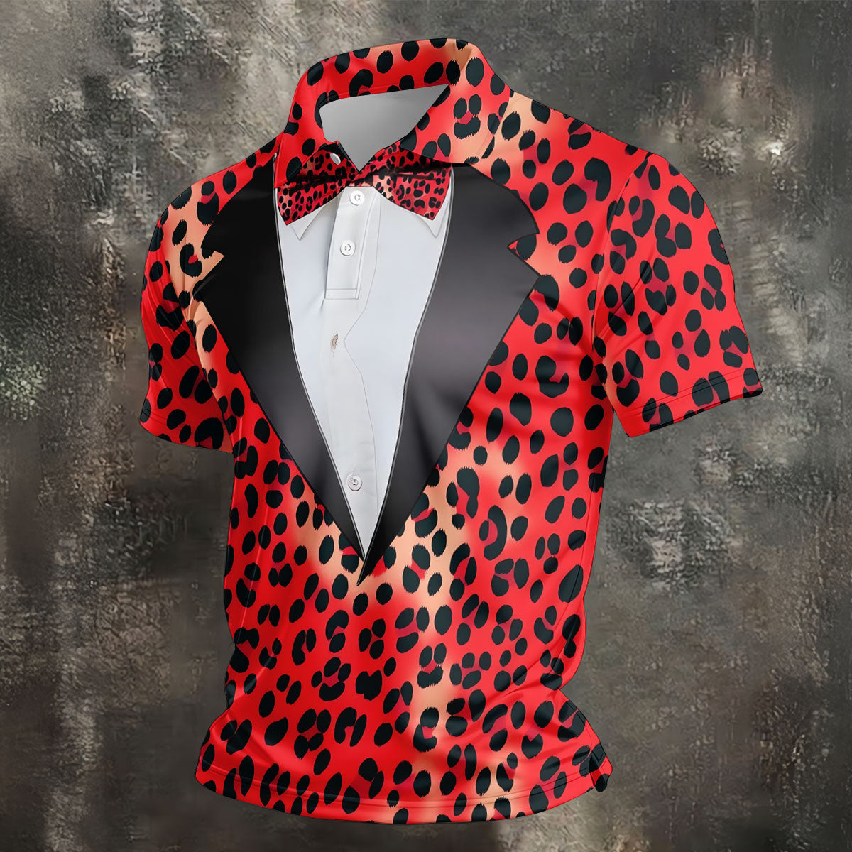 Red Leopard Funny Costume Hawaiian Golf Shirt, Polo Shirts For Men, Golf Shirts For Men