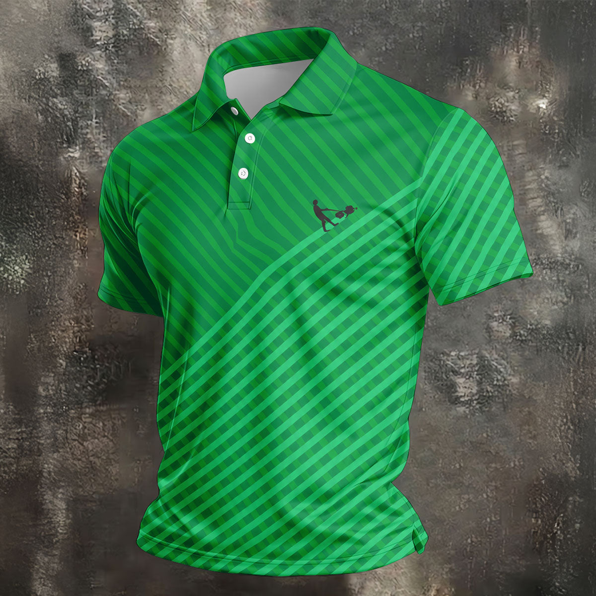 Lawn Mower Green Cross Stripe Father's Day Golf Shirt, Polo Shirts For Men, Golf Gift For Dad