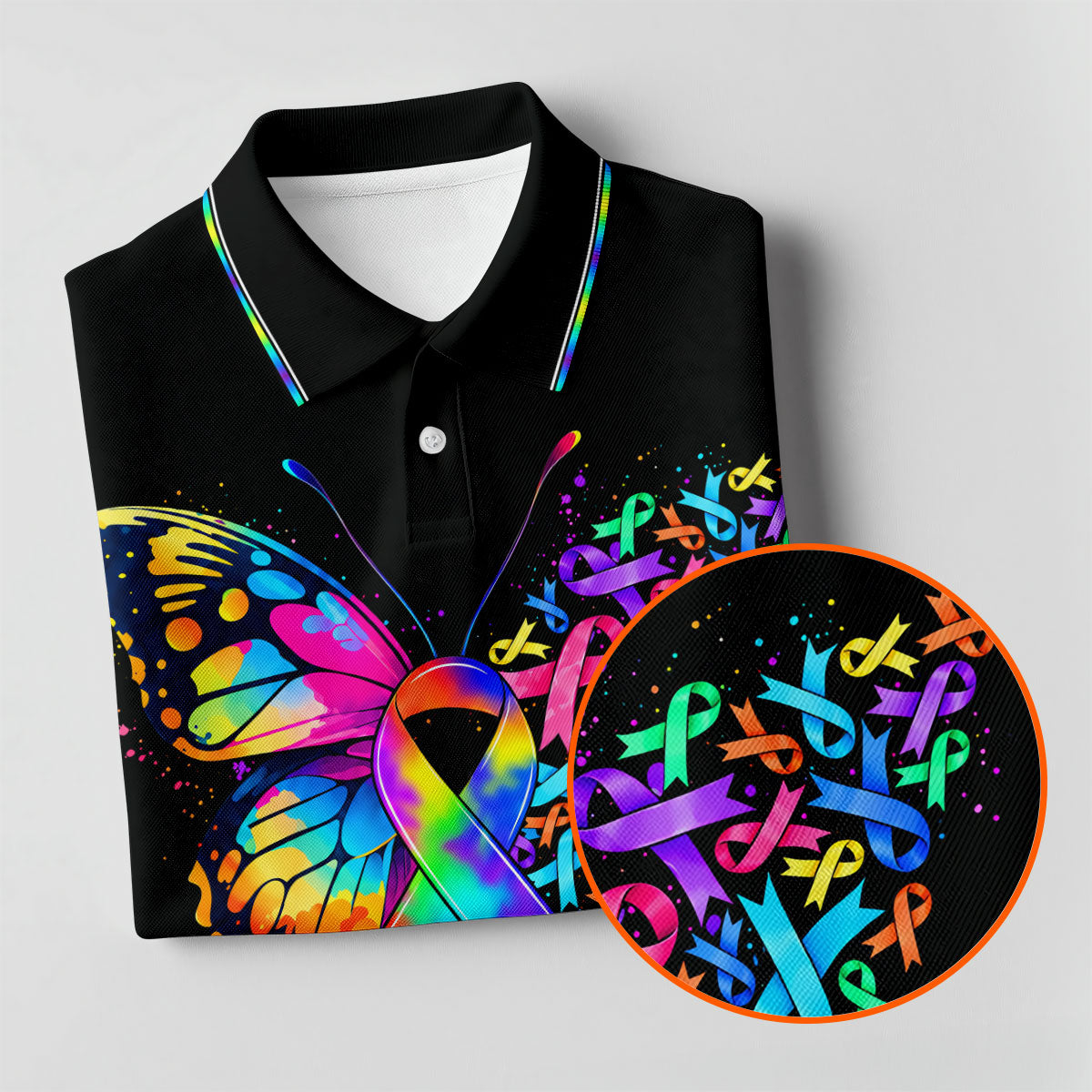 We Believe In Miracles Butterfly Cancer Polo Shirt, Mens Golf Polo, Golf Apparel For Men