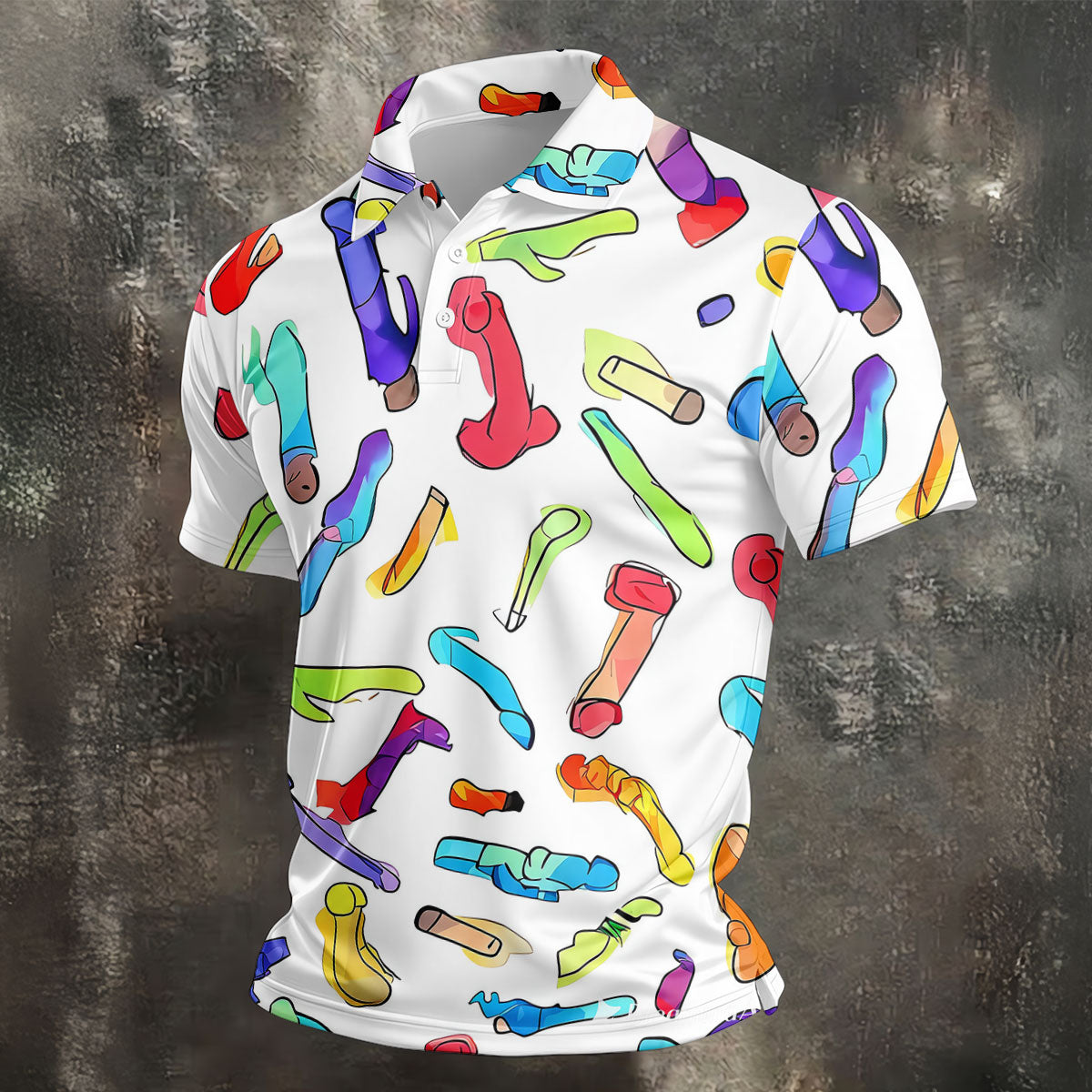 Adult Humor Retro Golf Shirt, Colorful Funny Men's Polo Shirt, Unique Novelty Golf Apparel