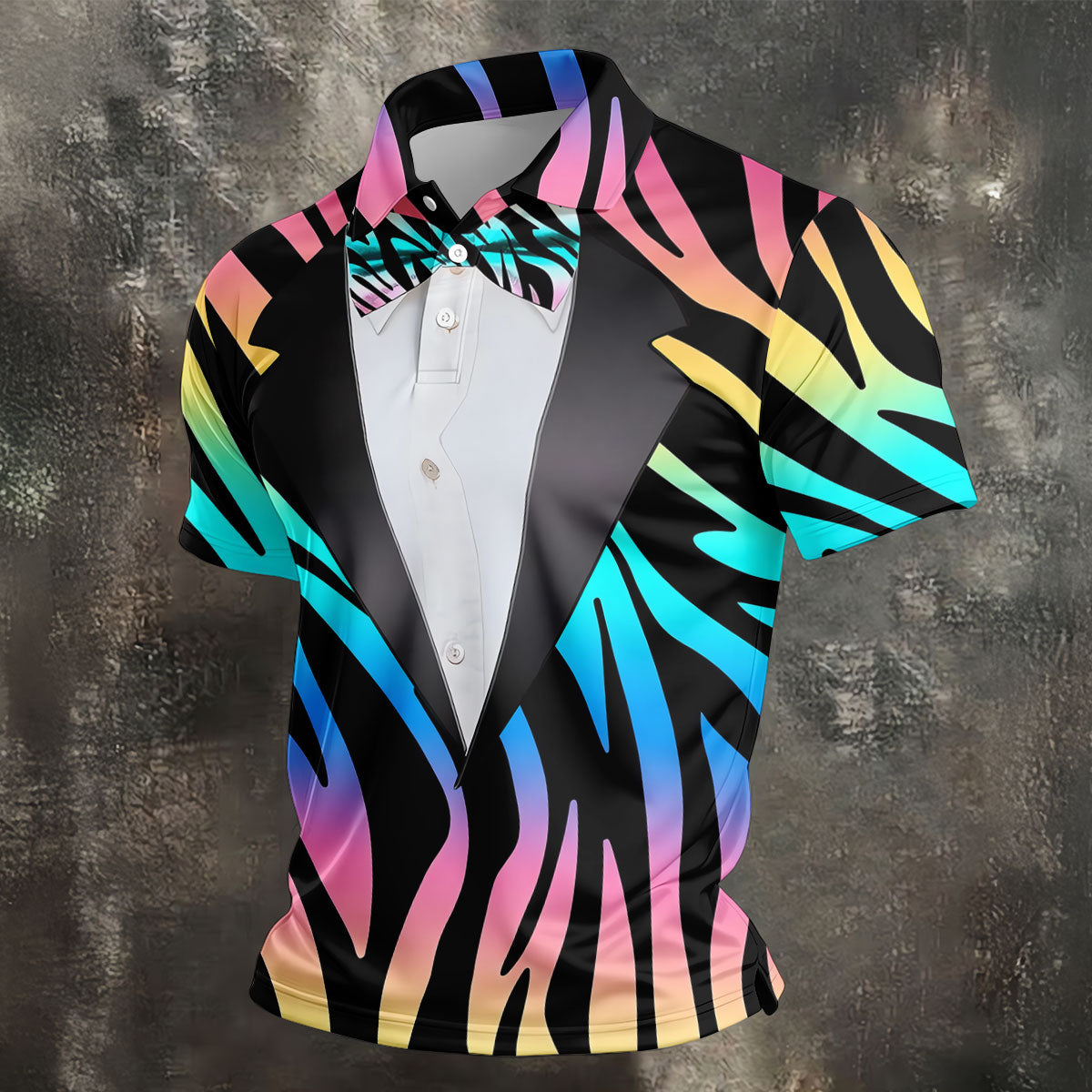 Colorful Zebra Funny Costume Hawaiian Golf Shirt, Polo Shirts For Men, Golf Shirts For Men
