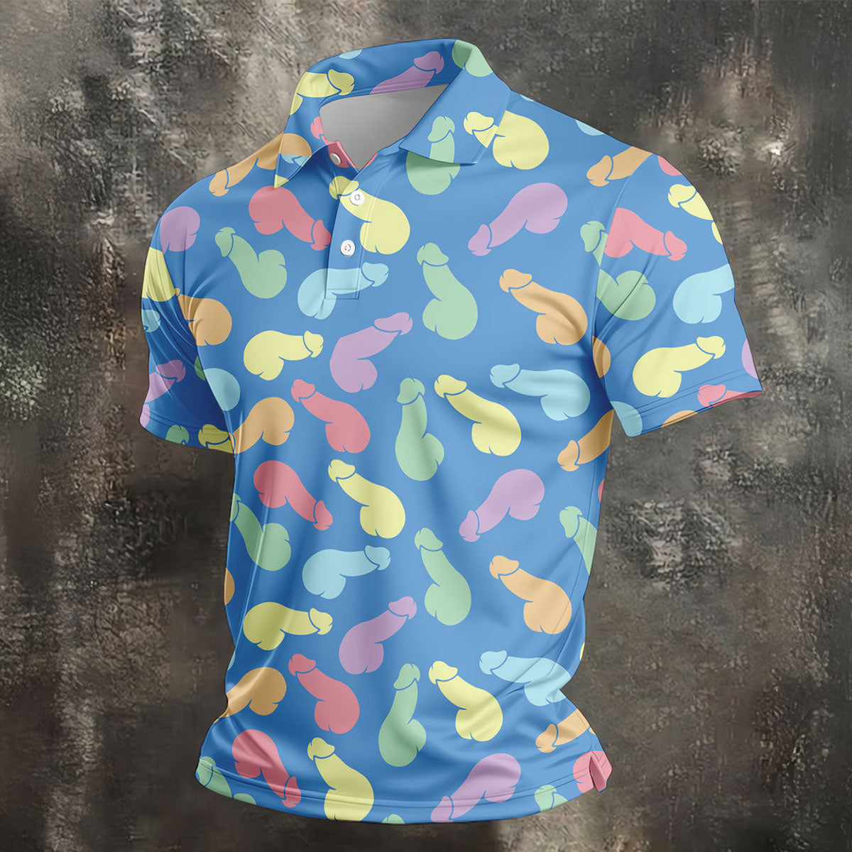 Funny Pastel Adult Pattern Blue Polo Shirt, Mens Golf Polo, Golf Shirts For Men