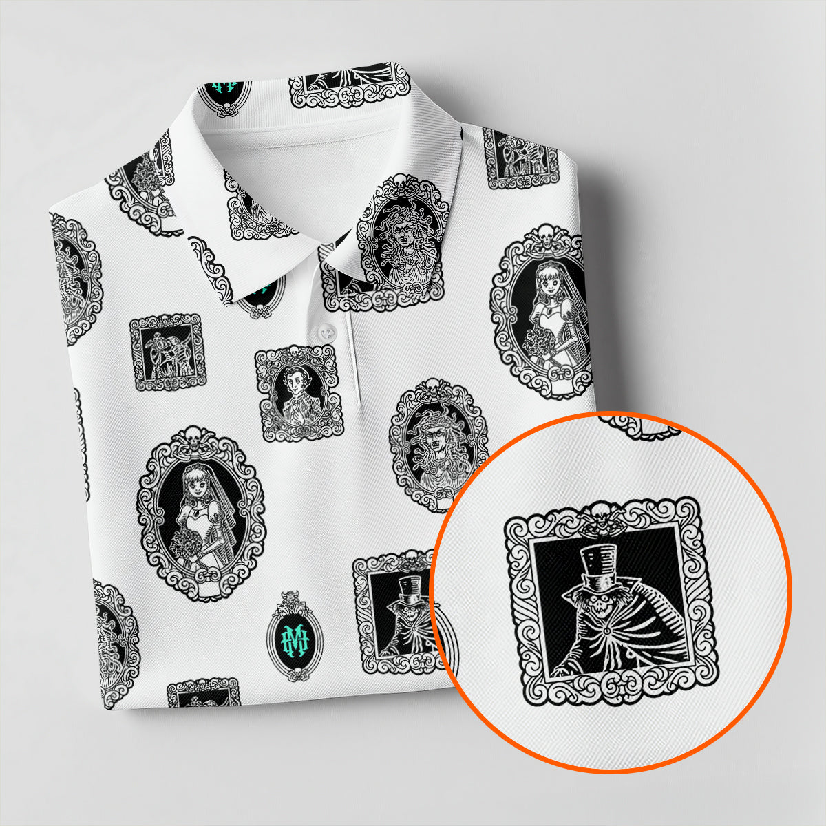 Gothic Portrait Halloween Horror Character Polo Shirt, Golf Shirt, Golf Shirts For Men