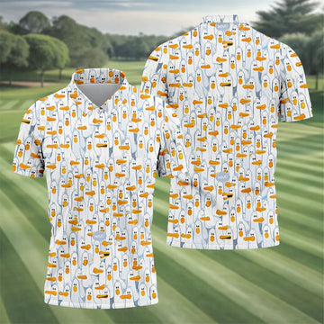 Mine Mine Mine Golf Shirt, Funny Seagull Beach Pattern, Golf Shirt For Men