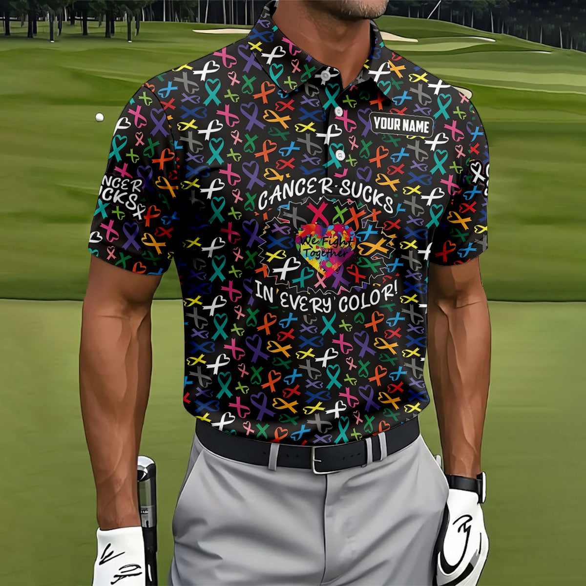 Custom Breast Cancer Sucks In Every Color Polo Shirt, Men's Golf Shirt, Golf Apparel For Men