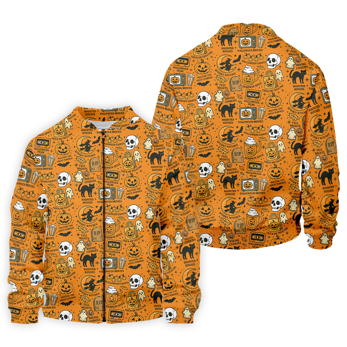 Orange Halloween Cat Golf Polo Shirt Halloween Theme Shirts, Mens Golf Polo Shirt Golfing Apparel