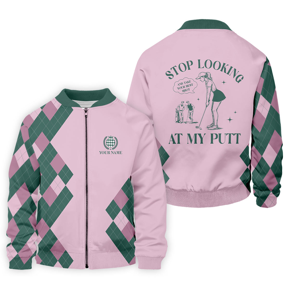 Stop Looking At My Putt Custom Sleeveless Womens Golf Polo Shirts, Funny Golf Shirts For Ladies