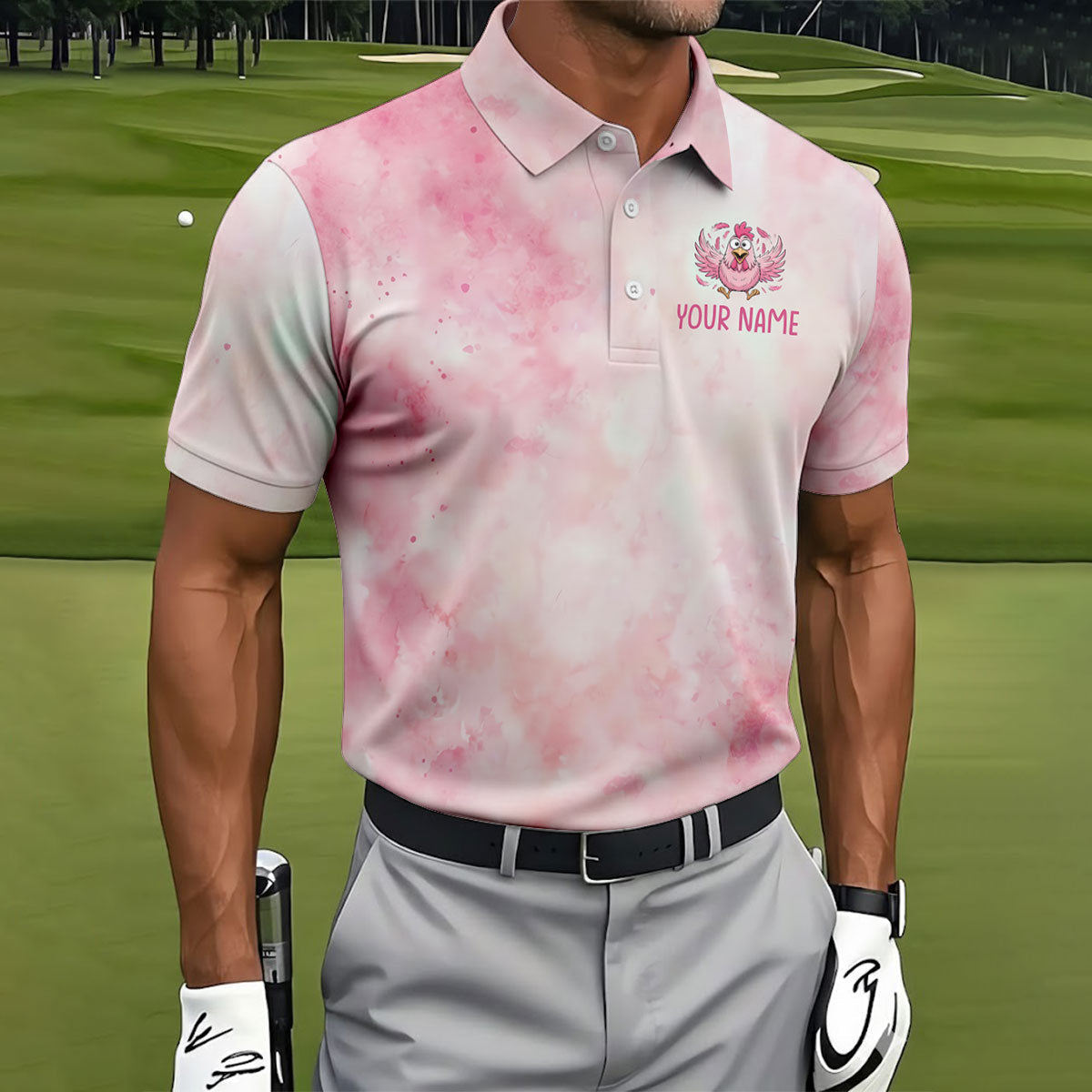 Custom F Caw F Breast Cancer Polo Shirt, Mens Golf Polo, Golf Apparel For Men