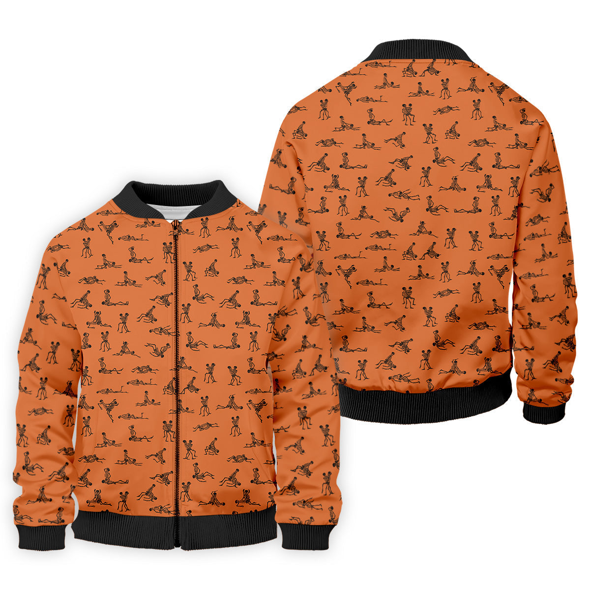 Orange And White Funny Skeleton Golf Shirt, Halloween Gift Idea, Fun Golf Shirts For Men, Polo For Men