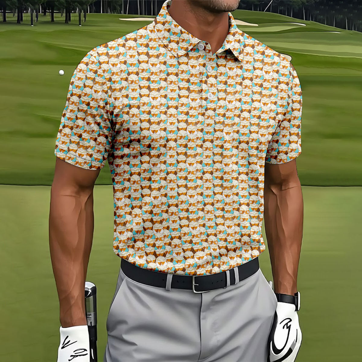 Funny Beer Mug Bikini Pattern Golf Polo Shirt, Golf Polo Shirts For Men, Mens Golf Shirts