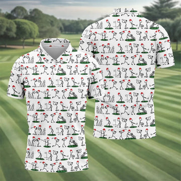Funny Stickman Golf Pose Christmas Golf Shirt, Unique Gift For Golfer, Polo Shirts For Men
