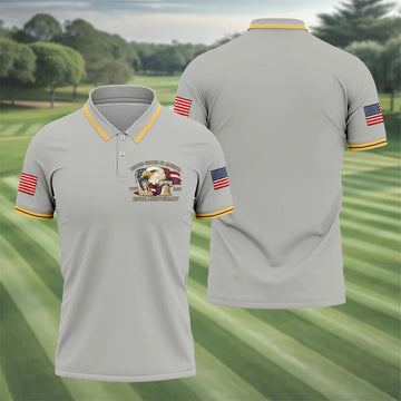 Bald Eagle American Flag 250 Years Grey Golf Shirt, Patriotic 4th Of July Golf Shirts For Men