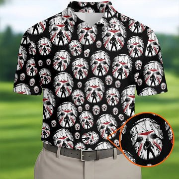 Jason Horror Character Men's Polo ShirtHorror Movie Shirt, Halloween Golf Shirt, Scary Halloween Shirts