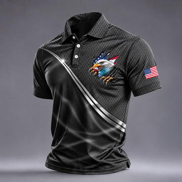 Stars And Stripes 250th Anniversary Polo Men's USA Flag Eagle Tops 4th Of July Shirt