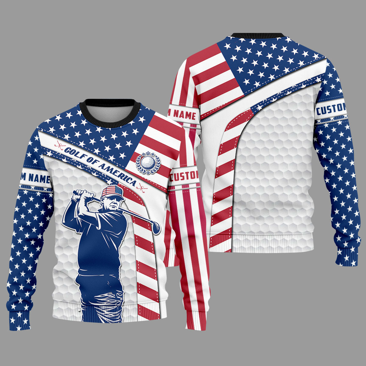 Funny Trump Golf Of America Custom Polos For Men, Mens Golf Gift, US 250 Anniversary Golfing Apparel