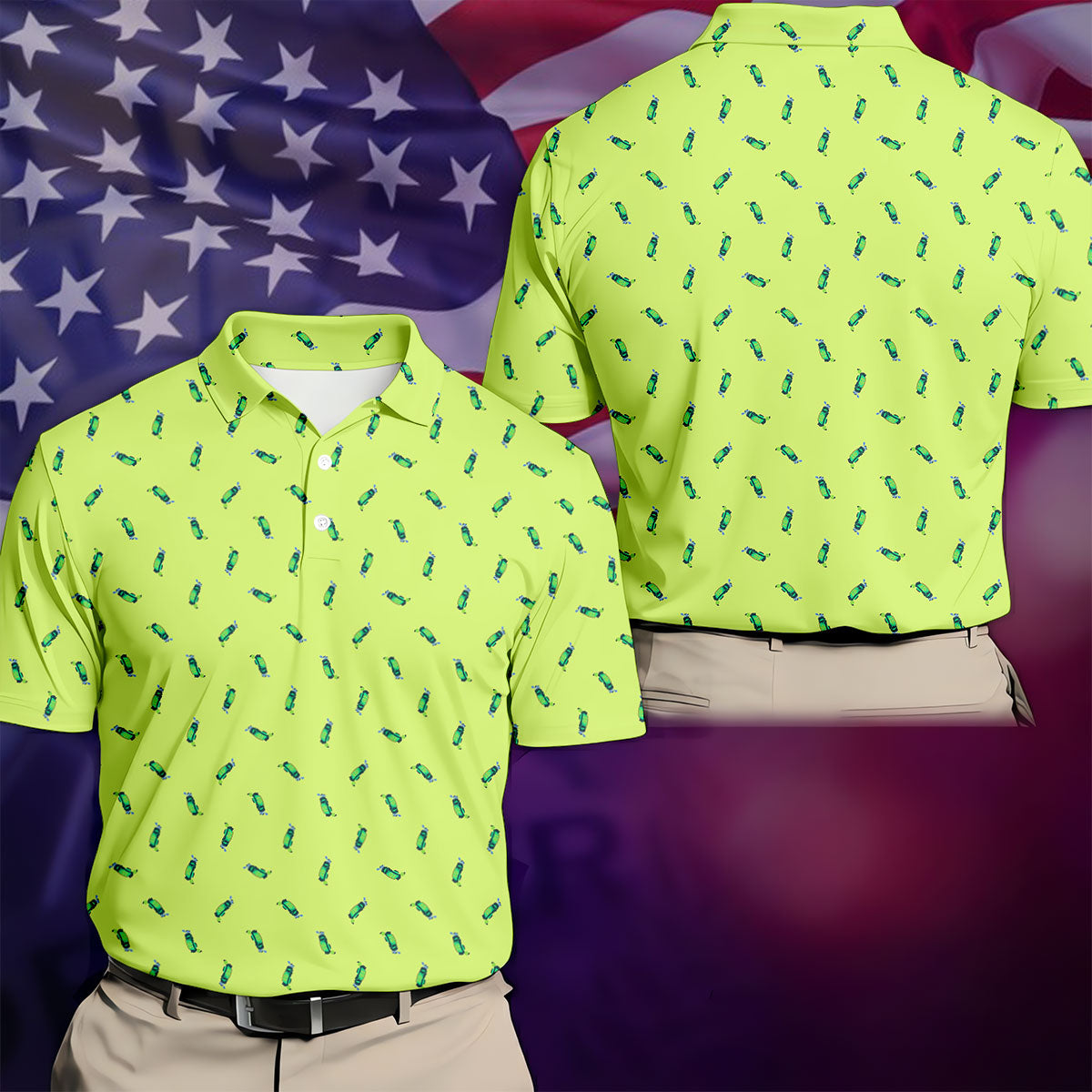 The Best Dad By Par Doodle Pattern Father's Day Golf Shirt, Golf Gift For Dad