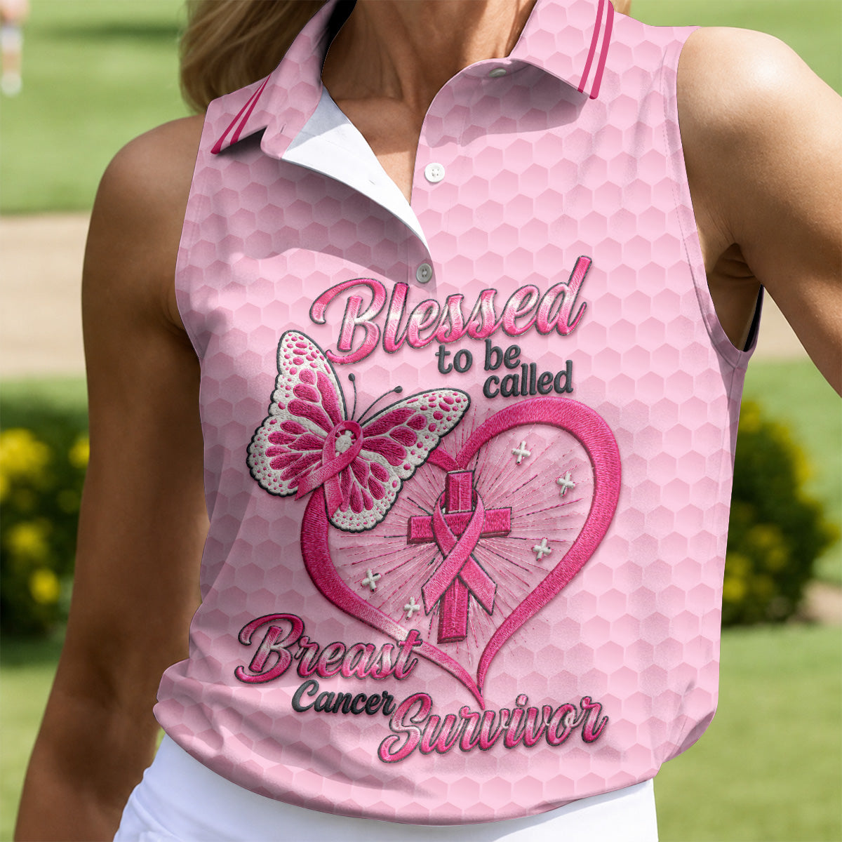 Blessed To Be Called Breast Cancer Survivor Shirt, Womens Golf Polo, Golf Shirts For Women