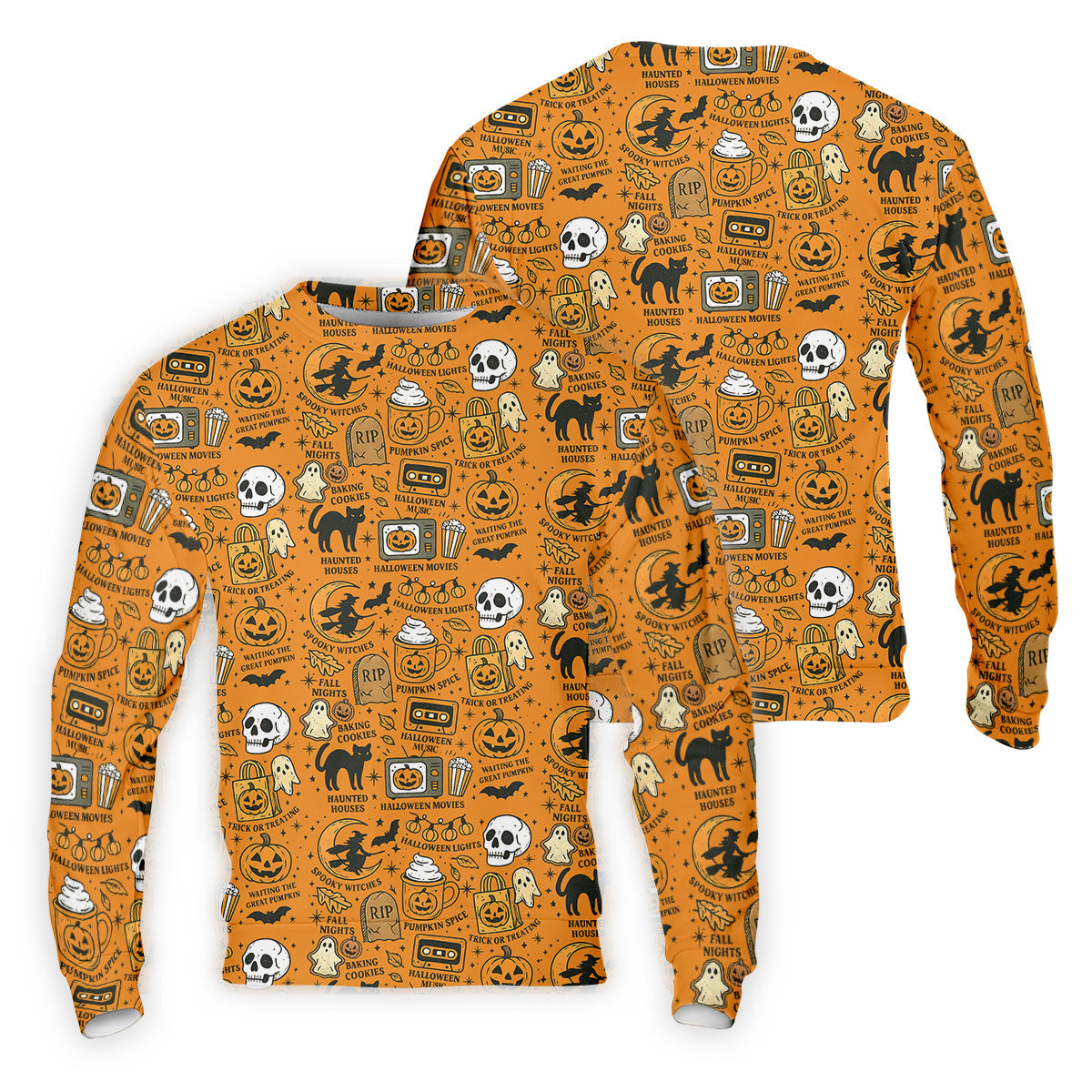 Orange Halloween Cat Golf Polo Shirt Halloween Theme Shirts, Mens Golf Polo Shirt Golfing Apparel