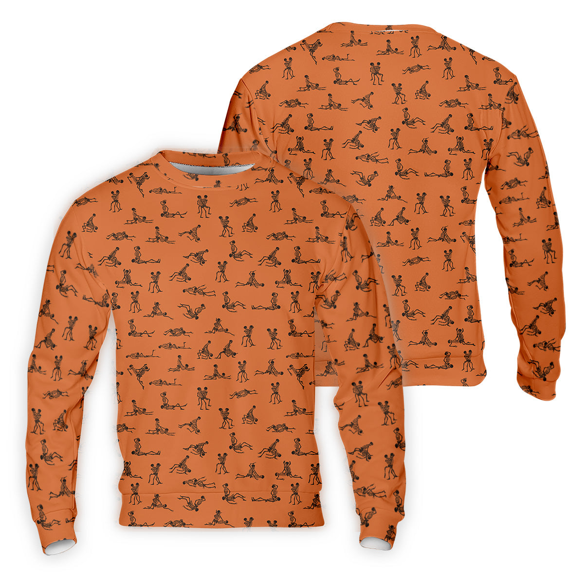 Orange And White Funny Skeleton Golf Shirt, Halloween Gift Idea, Fun Golf Shirts For Men, Polo For Men