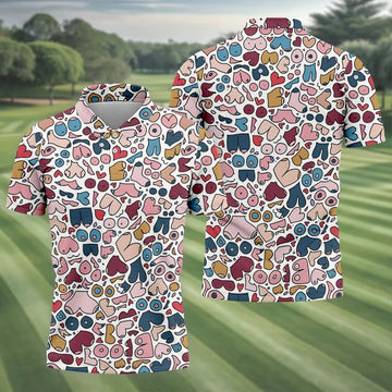 Funny Adult Body Parts Pattern Shirt, Mens Golf Polo, Printed Golf Shirts (Copy)
