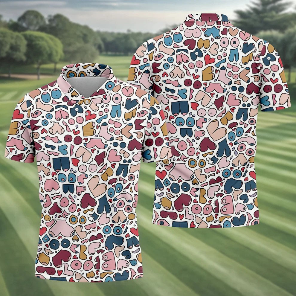 Funny Adult Body Parts Pattern Shirt, Mens Golf Polo, Printed Golf Shirts (Copy)