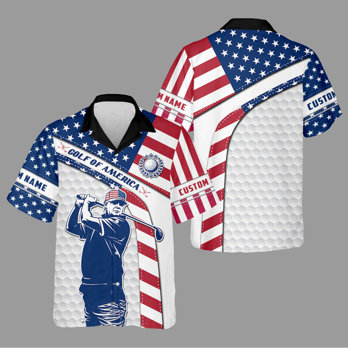 Funny Trump Golf Of America Custom Polos For Men, Mens Golf Gift, US 250 Anniversary Golfing Apparel