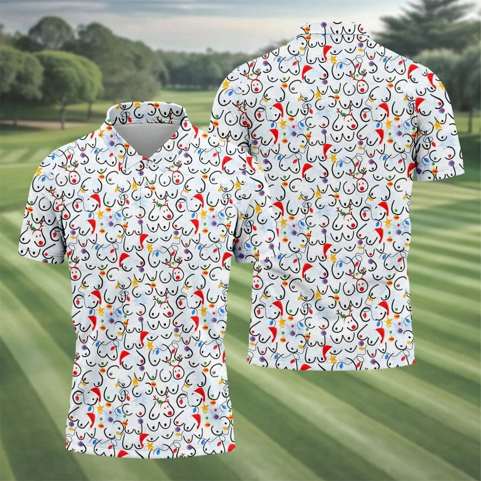 Naughty Christmas Golf Tops For Men, Christmas Golf Shirt, Fun Golf Shirts For Men, Golf Gift For Men
