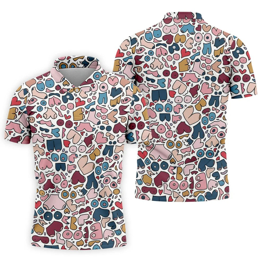 Funny Adult Body Parts Pattern Shirt, Mens Golf Polo, Printed Golf Shirts (Copy)
